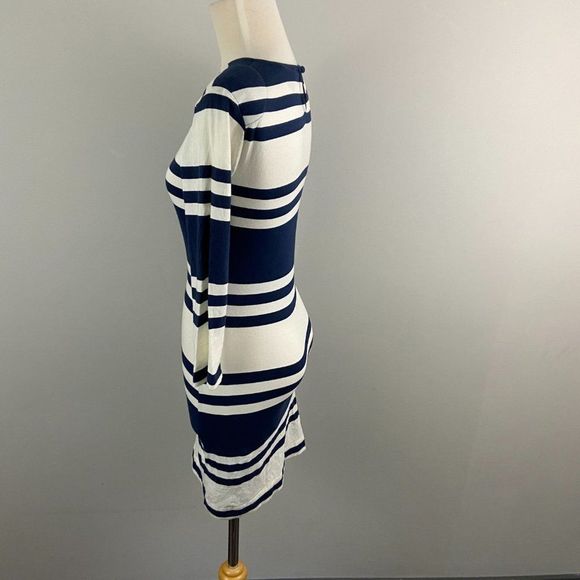 French Connection Navy and White Striped Long Sleeve Dress - Picture 3 of 8